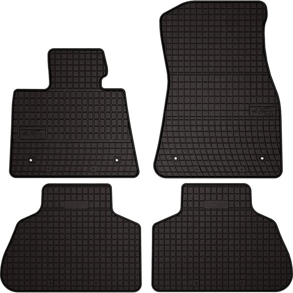 Tappetini Auto In Gomma Adatto Per Bmw X5 F15 (2013-2018, Suv) Neri, Set 4 Pz, Con Fissaggi-image
