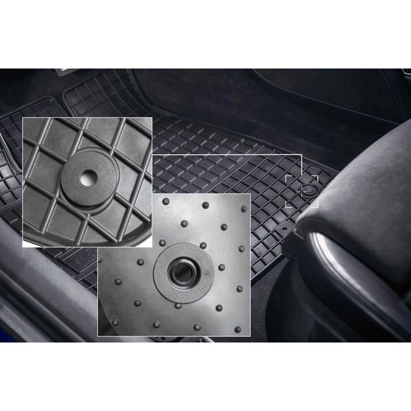 Tappetini Auto In Gomma Adatto Per Hyundai I40 (2011-2019, Station Wagon, Berlina) Neri, Set 4 Pz, Con Fissaggi-image