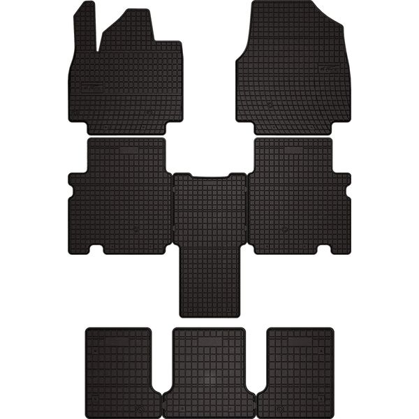 Tappetini Auto In Gomma Adatto Per Kia EV9 (2023-, 7 Posti) Neri, Set 7 Pz, Con Fissaggi-image
