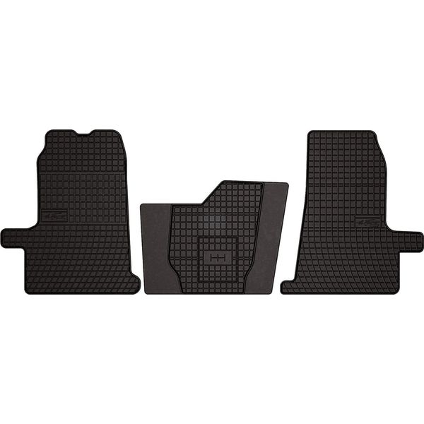 Tappetini Auto In Gomma Adatto Per Ford Transit V (2000-2013, Furgone) Neri, Set 3 Pz, Con Fissaggi-image