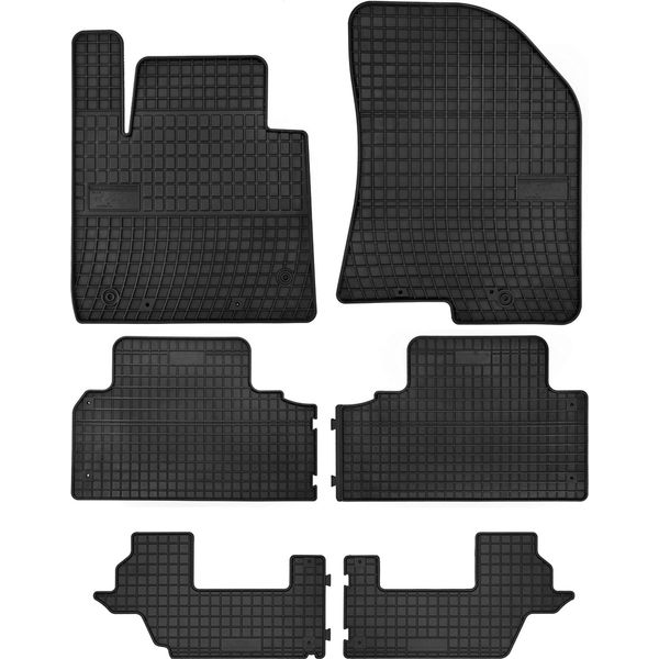 Tappetini Auto In Gomma Adatto Per Kia Carens Iv (2013-2018, Monovolume) Neri, Set 6 Pz, Con Fissaggi-image