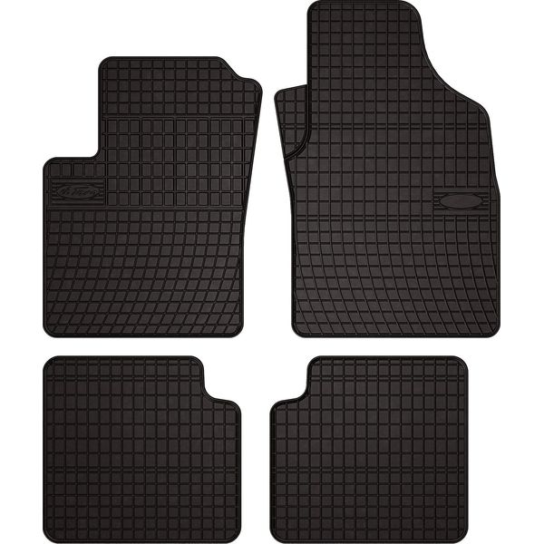 Tappetini Auto In Gomma Adatto Per Fiat Panda Ii (2003-2012, Hatchback) Neri, Set 4 Pz, Con Fissaggi-image