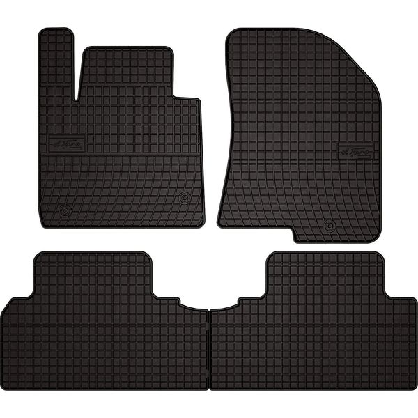 Tappetini Auto In Gomma Adatto Per Kia Carens Iv (2013-2018, Monovolume) Neri, Set 4 Pz, Con Fissaggi-image