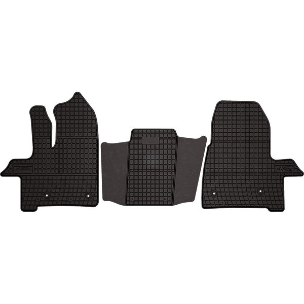 Tappetini Auto In Gomma Adatto Per Ford Transit Custom Fl (2017-2021, Van, Automatico) Neri, Set 3 Pz, Con Fissaggi-image
