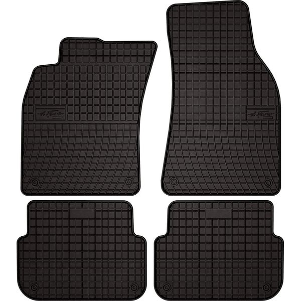 Tappetini Auto In Gomma Adatto Per Audi A6 C6 (2004-2006, Berlina, Station Wagon, Avant) Neri, Set 4 Pz, Con Fissaggi-image