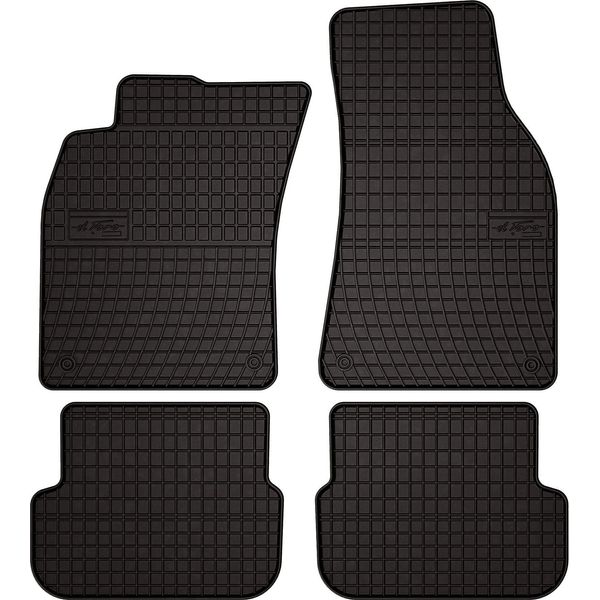 Tappetini Auto In Gomma Adatto Per Audi A6 C6 Fl (2006-2011, Berlina, Station Wagon, Avant) Neri, Set 4 Pz, Con Fissaggi-image