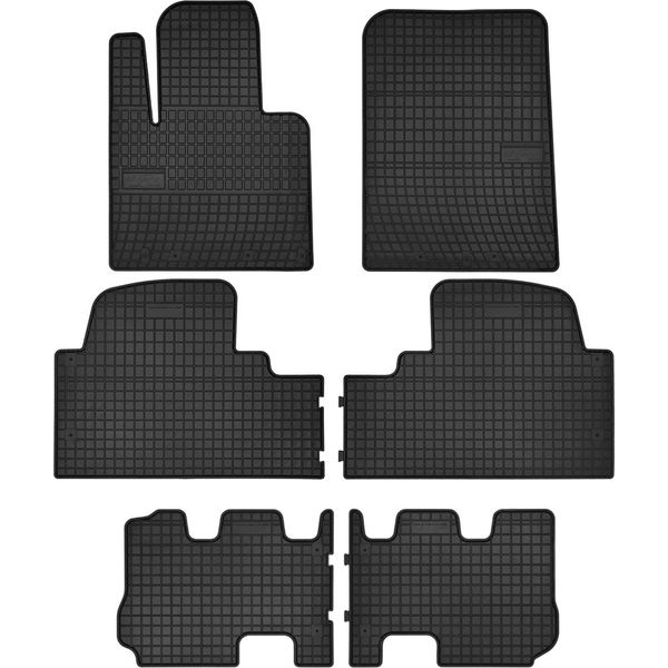 Tappetini Auto In Gomma Adatto Per Hyundai Santafe Iii (2012-, 7 Posti) Neri, Set 6 Pz, Con Fissaggi-image