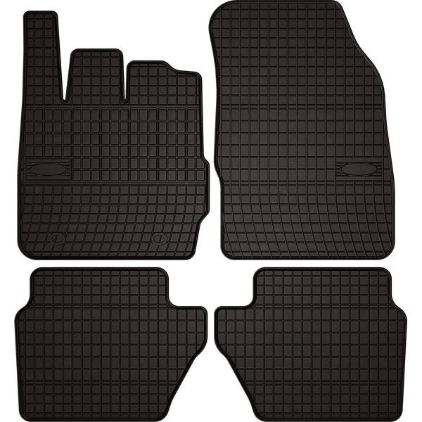 Tappetini Auto In Gomma Adatto Per Ford Fiesta MK7 (2008-2011, Hatchback) Neri, Set 4 Pz, Con Fissaggi-image