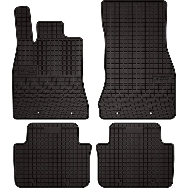 Tappetini Auto In Gomma Adatto Per Jaguar Xf I 2WD X250 (2007-2015, Berlina, Station Wagon) Neri, Set 4 Pz, Con Fissaggi-image