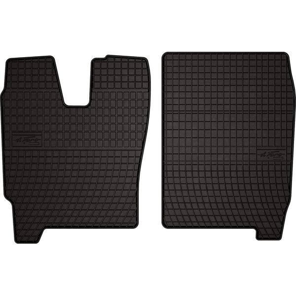 Tappetini Auto In Gomma Adatto Per Iveco Eurocargo Ii (2002-2008, Camion 160) Neri, Set 2 Pz, Con Fissaggi-image