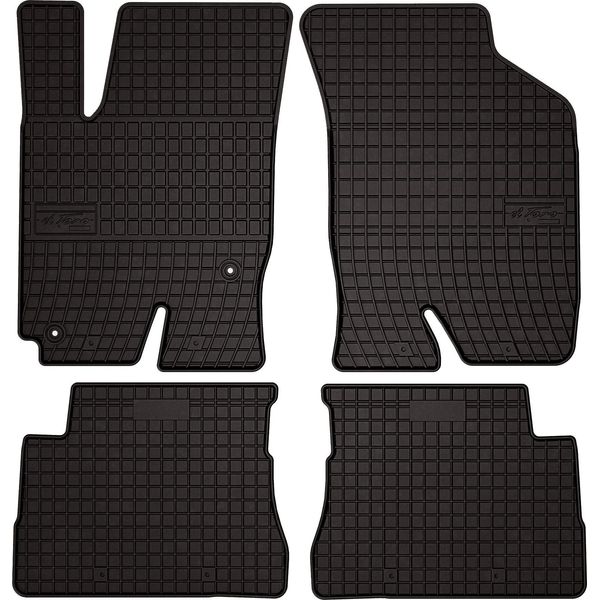 Tappetini Auto In Gomma Adatto Per Hyundai Getz (2002-2010, Hatchback) Neri, Set 4 Pz, Con Fissaggi-image