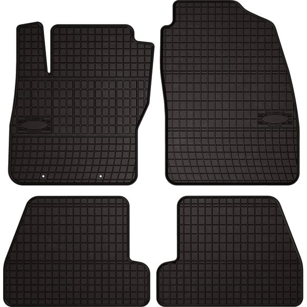 Tappetini Auto In Gomma Adatto Per Ford Focus MK3 (2010-2018, Hatchback, Berlina, Station Wagon) Neri, Set 4 Pz, Con Fissaggi-image