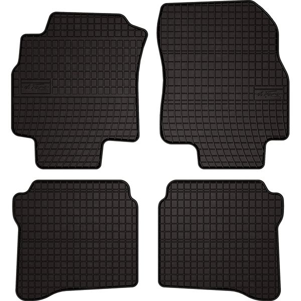 Tappetini Auto In Gomma Adatto Per Nissan Primera P12 (2001-2007, Station Wagon, Berlina, Liftback) Neri, Set 4 Pz, Con Fissaggi-image