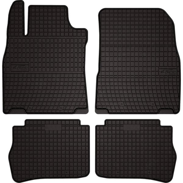 Tappetini Auto In Gomma Adatto Per Nissan Tiida C11 (2004-2012, Hatchback, Berlina) Neri, Set 4 Pz, Con Fissaggi-image