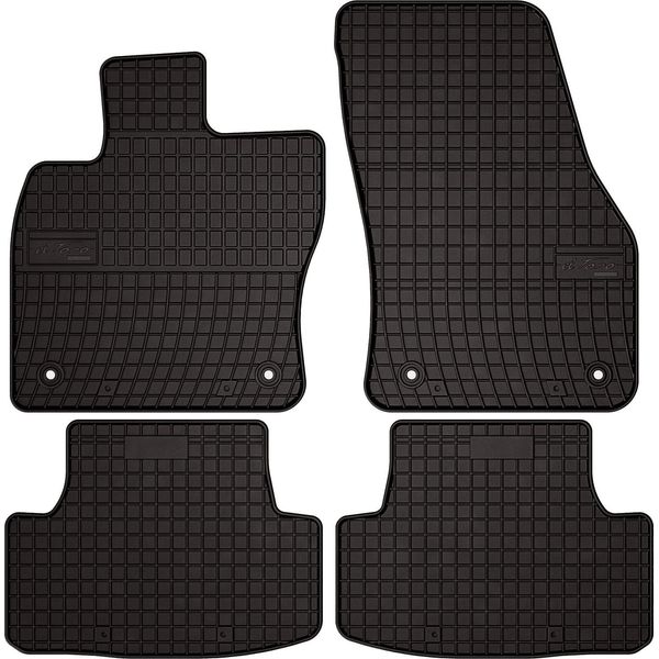 Tappetini Auto In Gomma Adatto Per Skoda Karoq (2017-, Crossover) Neri, Set 4 Pz, Con Fissaggi-image