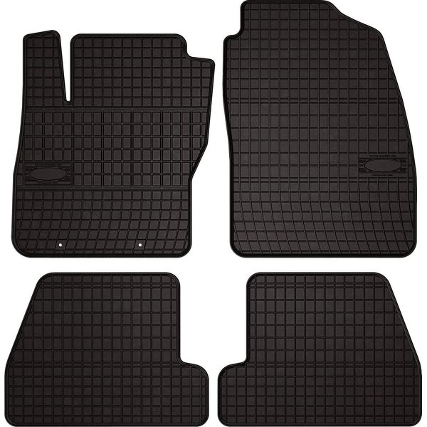 Tappetini Auto In Gomma Adatto Per Ford Focus MK2 (2004-2011, Station Wagon, Berlina, Hatchback) Neri, Set 4 Pz, Con Fissaggi-image