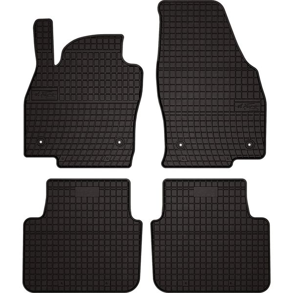 Tappetini Auto In Gomma Adatto Per Skoda Scala (2019-, Hatchback) Neri, Set 4 Pz, Con Fissaggi-image