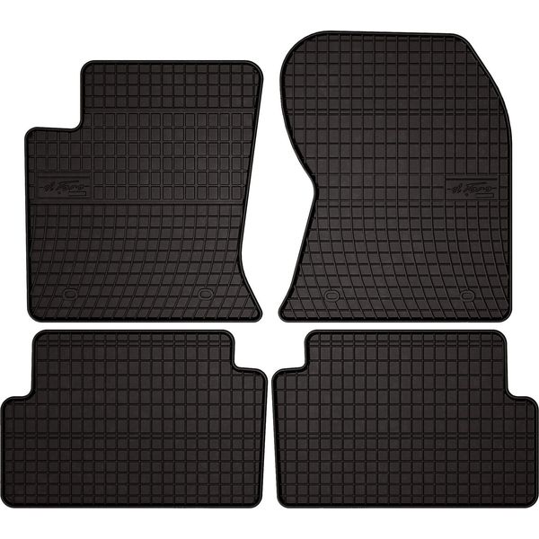 Tappetini Auto In Gomma Adatto Per Ford Focus MK1 Fl (2001-2004, Hatchback, Berlina, Station Wagon) Neri, Set 4 Pz, Con Fissaggi-image