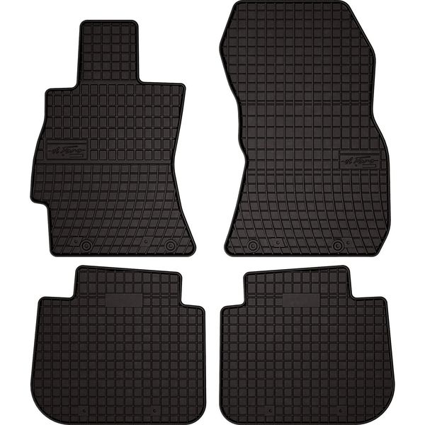 Tappetini Auto In Gomma Adatto Per Subaru Impreza Iii Gh (2007-2013, Hatchback, Station Wagon, Wrx) Neri, Set 4 Pz, Con Fissaggi-image