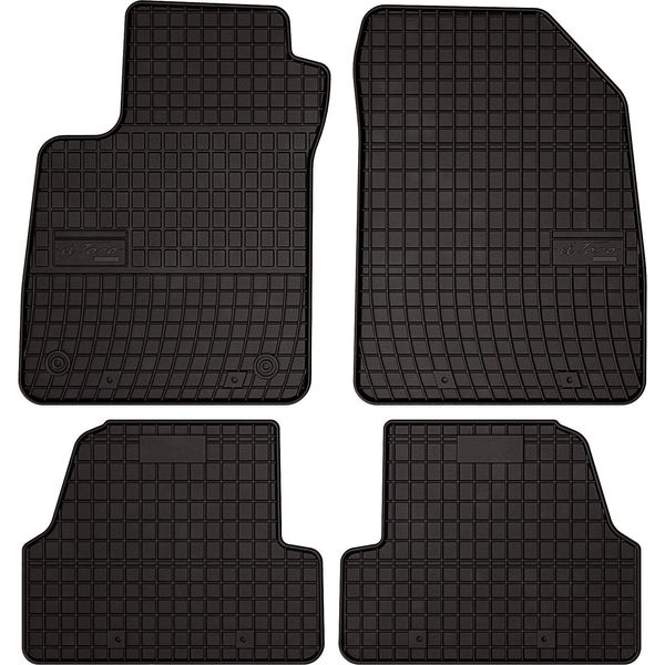 Tappetini Auto In Gomma Adatto Per Opel Mokka (2012-2016, Crossover) Neri, Set 4 Pz, Con Fissaggi-image