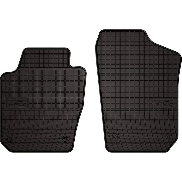Tappetini Auto In Gomma Adatto Per Skoda Fabia Iii (2014-2022, Hatchback, Station Wagon, 1ª Fila) Neri, Set 2 Pz, Con Fissaggi-image