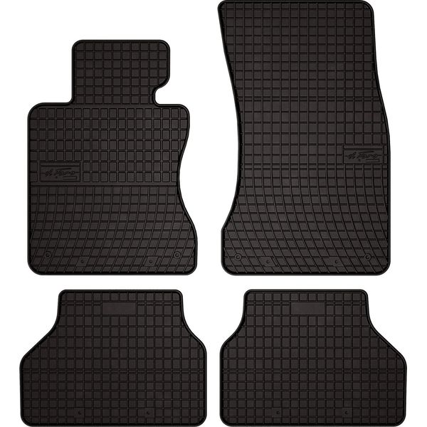 Tappetini Auto In Gomma Adatto Per Bmw 5 E61 (2003-2010, Station Wagon, Touring) Neri, Set 4 Pz, Con Fissaggi-image