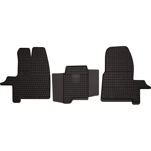 Tappetini Auto In Gomma Adatto Per Ford Tourneo Custom I (2012-2023, Furgone) Neri, Set 3 Pz, Con Fissaggi-image