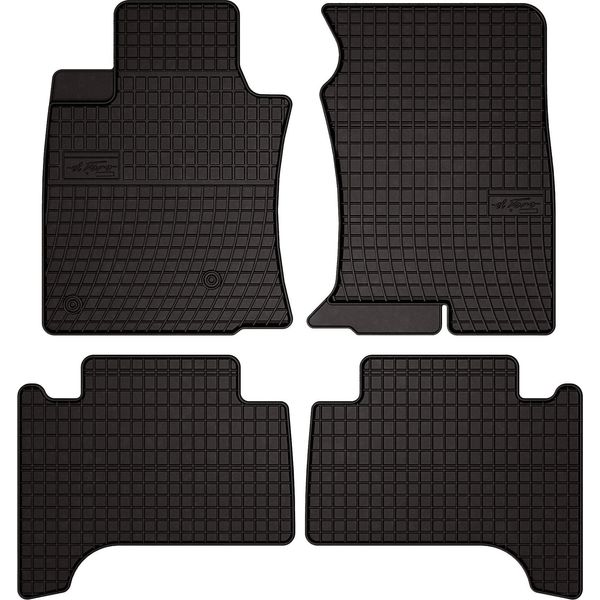 Tappetini Auto In Gomma Adatto Per Toyota Land Cruiser J120 (2002-2009, 5 Porte) Neri, Set 4 Pz, Con Fissaggi-image