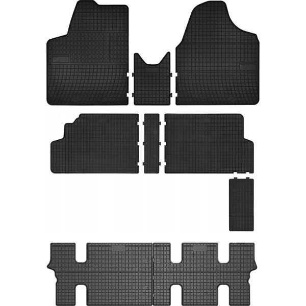 Tappetini Auto In Gomma Adatto Per Peugeot Expert Ii (2007-2016, Furgone 3 File) Neri, Set 7 Pz, Con Fissaggi-image