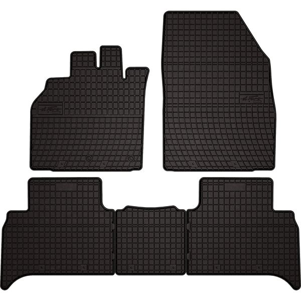 Tappetini Auto In Gomma Adatto Per Renault Scenic Iii (2009-2016, Monovolume) Neri, Set 5 Pz, Con Fissaggi-image