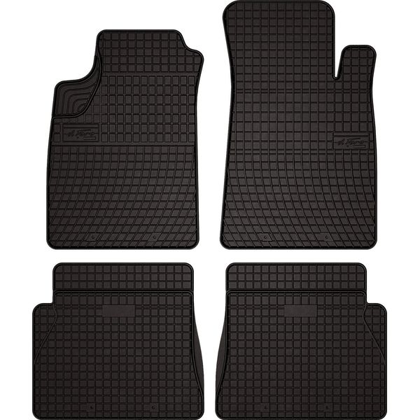 Tappetini Auto In Gomma Adatto Per Renault Kangoo I (1997-2008, Multispazio) Neri, Set 4 Pz, Con Fissaggi-image
