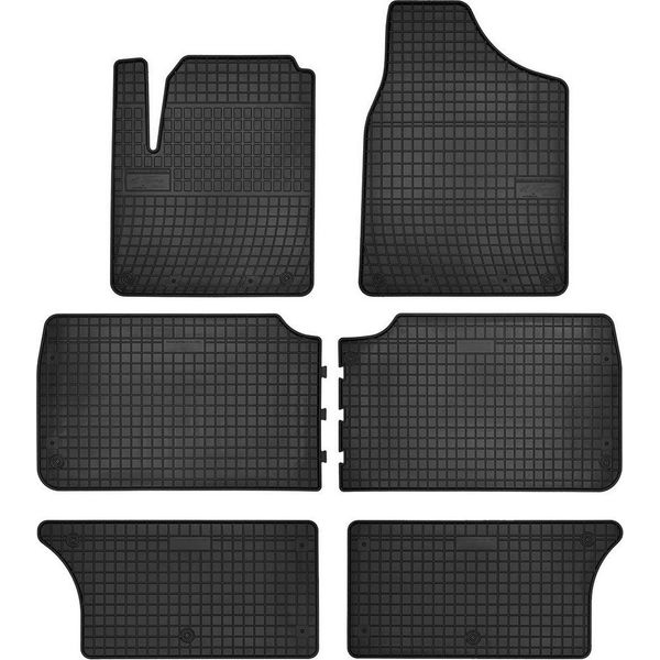 Tappetini Auto In Gomma Adatto Per Seat Alhambra I (1995-2010, Monovolume 7 Posti) Neri, Set 6 Pz, Con Fissaggi-image