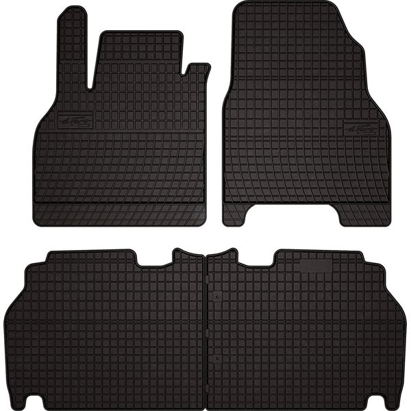 Tappetini Auto In Gomma Adatto Per Renault Kangoo Ii (2007-2021, Multispazio) Neri, Set 4 Pz, Con Fissaggi-image
