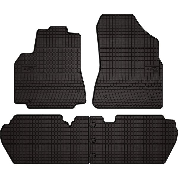 Tappetini Auto In Gomma Adatto Per Peugeot Partner Ii (2008-2018, Multispazio, Tepee, 5 Posti) Neri, Set 4 Pz, Con Fissaggi-image