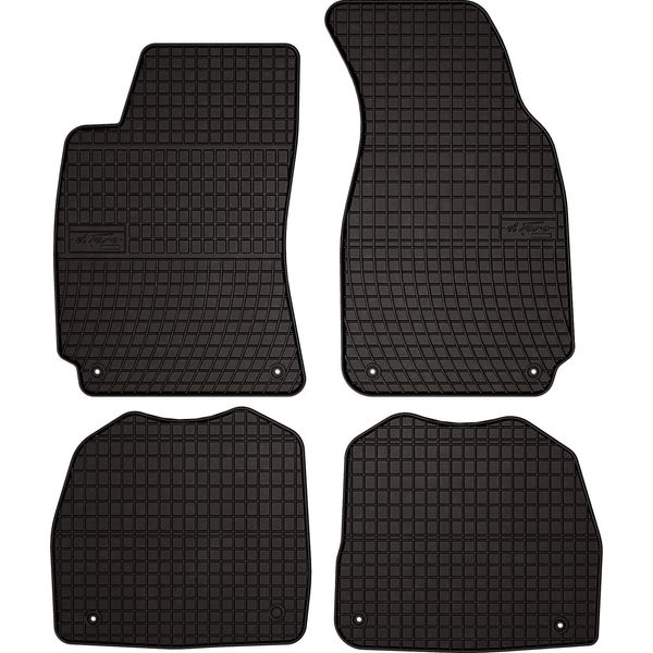 Tappetini Auto In Gomma Adatto Per Skoda Superb I (2001-2008, Berlina) Neri, Set 4 Pz, Con Fissaggi-image