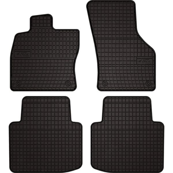 Tappetini Auto In Gomma Adatto Per Skoda Superb Iii (2015-2020, Station Wagon, Berlina) Neri, Set 4 Pz, Con Fissaggi-image