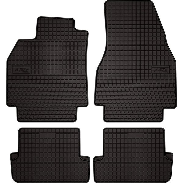 Tappetini Auto In Gomma Adatto Per Renault Megane Ii (2002-2008, Station Wagon, Grandtour) Neri, Set 4 Pz, Con Fissaggi-image