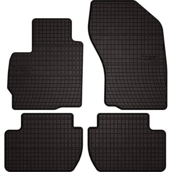 Tappetini Auto In Gomma Adatto Per Mitsubishi Outlander Ii (2006-2013, Crossover) Neri, Set 4 Pz, Con Fissaggi-image