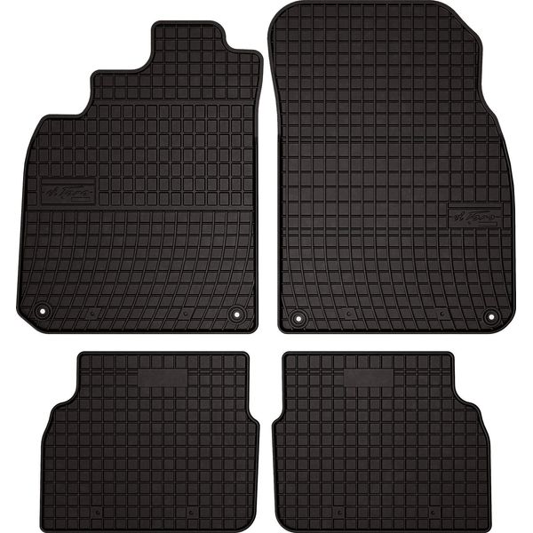 Tappetini Auto In Gomma Adatto Per Saab 9-3 Ii Y3SF (2002-2014, Station Wagon, Berlina) Neri, Set 4 Pz, Con Fissaggi-image