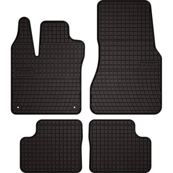 Tappetini Auto In Gomma Adatto Per Renault Twingo Iii (2014-, Hatchback) Neri, Set 4 Pz, Con Fissaggi-image