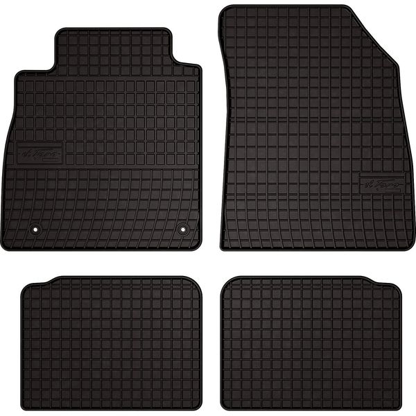 Tappetini Auto In Gomma Adatto Per Nissan Micra K14 (2017-, Hatchback) Neri, Set 4 Pz, Con Fissaggi-image