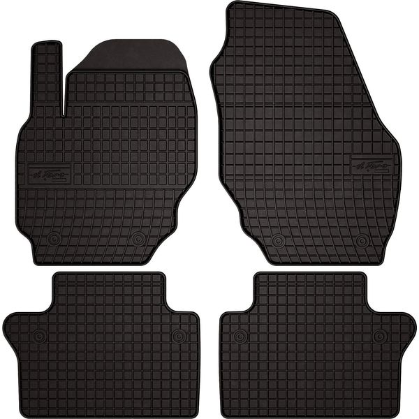 Tappetini Auto In Gomma Adatto Per Volvo XC70 Iii (2007-2016, Station Wagon) Neri, Set 4 Pz, Con Fissaggi-image