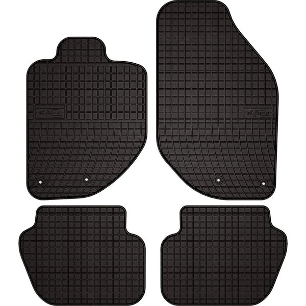 Tappetini Auto In Gomma Adatto Per Volvo V70 I (1996-2000, Station Wagon) Neri, Set 4 Pz, Con Fissaggi-image