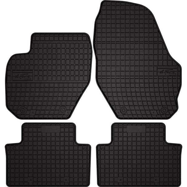 Tappetini Auto In Gomma Adatto Per Volvo XC90 I (2002-2014, Suv) Neri, Set 4 Pz, Con Fissaggi-image