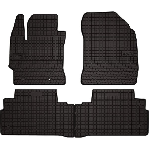 Tappetini Auto In Gomma Adatto Per Toyota Verso (2009-2018, Monovolume) Neri, Set 4 Pz, Con Fissaggi-image