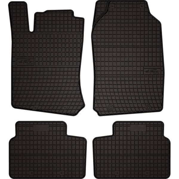 Tappetini Auto In Gomma Adatto Per Opel Vectra B (1996-2001, Hatchback, Berlina, Station Wagon, Liftback) Neri, Set 4 Pz, Con Fissaggi-image