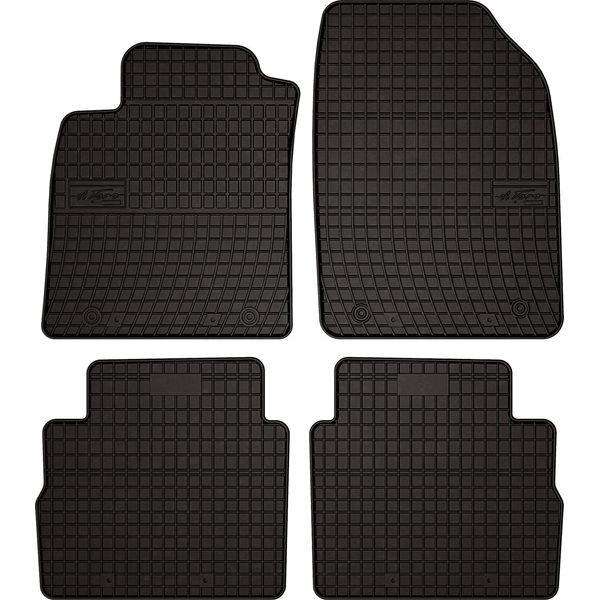 Tappetini Auto In Gomma Adatto Per Opel Vectra C (2003-2008, Station Wagon) Neri, Set 4 Pz, Con Fissaggi-image