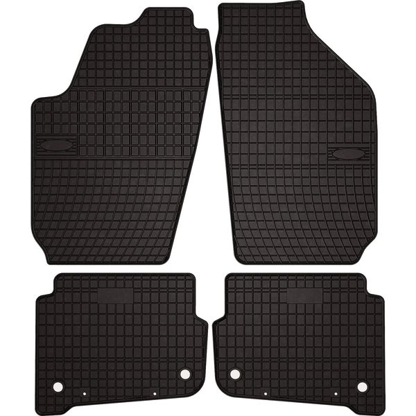 Tappetini Auto In Gomma Adatto Per Volkswagen Polo Iv 9N (2001-2009, Hatchback) Neri, Set 4 Pz, Con Fissaggi-image