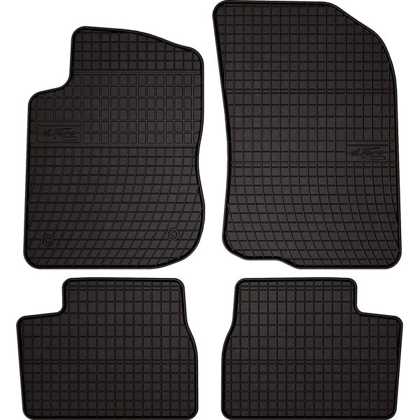Tappetini Auto In Gomma Adatto Per Peugeot 208 I (2012-2019, Hatchback) Neri, Set 4 Pz, Con Fissaggi-image