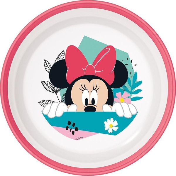 Ciotola In Plastica Rosa E Bianca Tataway Disney Per Bambine, Minnie, Con Base Antiscivolo-image